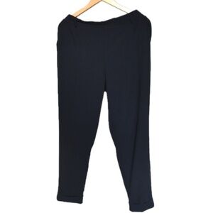 Dark Blue Dress Pants Women’s Slacks Stretch Cuffed Hem Pockets Encuentro EU 42